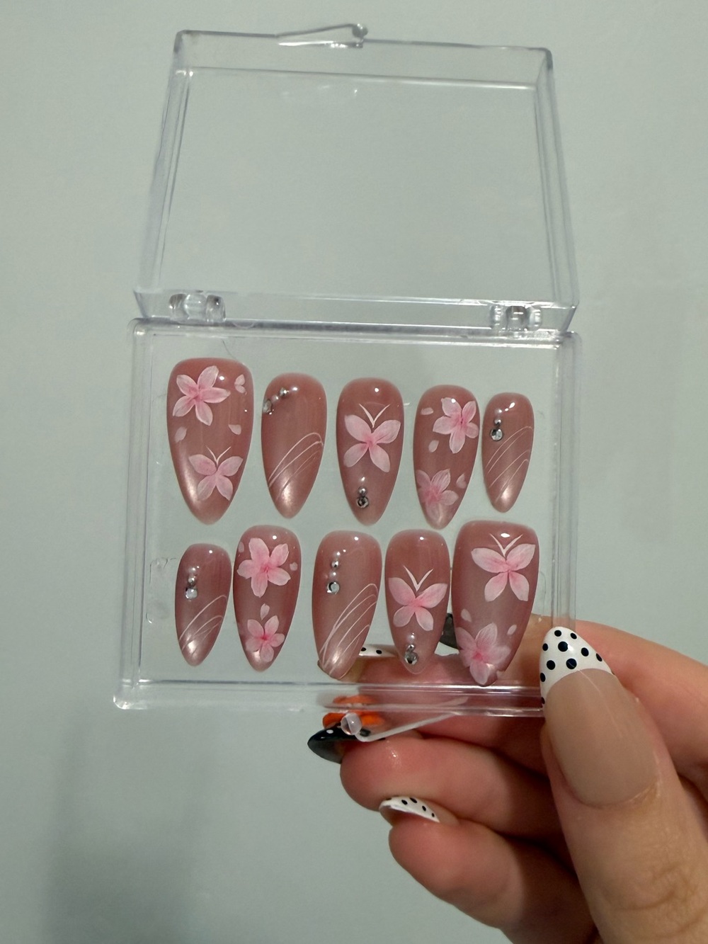 Pink Butterfly Sakura Press-on Nails